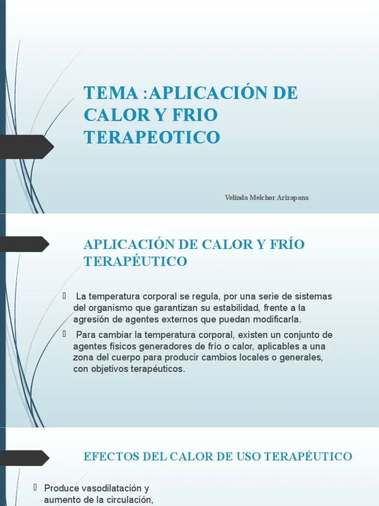 Aplicacion De Calor Y Frio Terapeuticos | PDF | Termorregulación | Calor