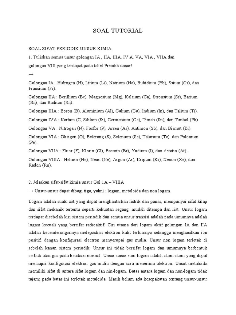 Soal Tutorial Kimia | PDF