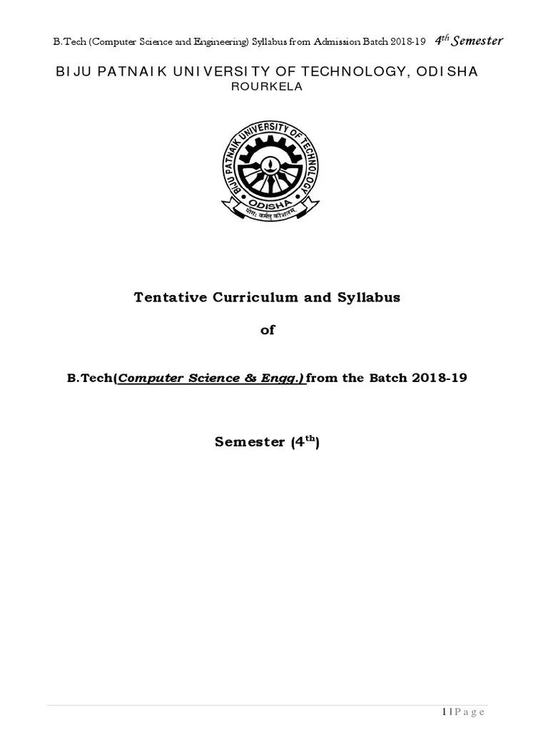 Tentative BTech - CSE 4TH Sem Syllabus 2018-19 | PDF | Modulation ...