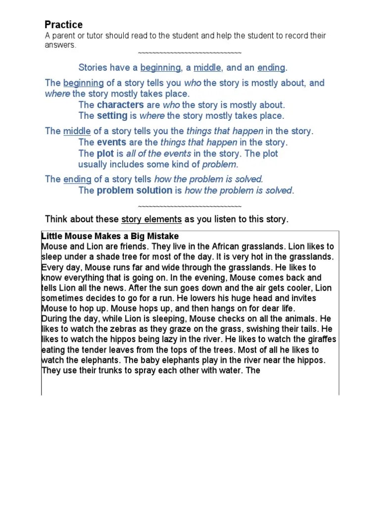 Grade-2-story-elements-b | PDF | Elephant | Lion