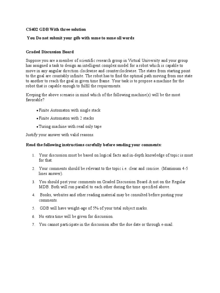 CS402 GDB With Three Solution | PDF | Theory Of Computation ...