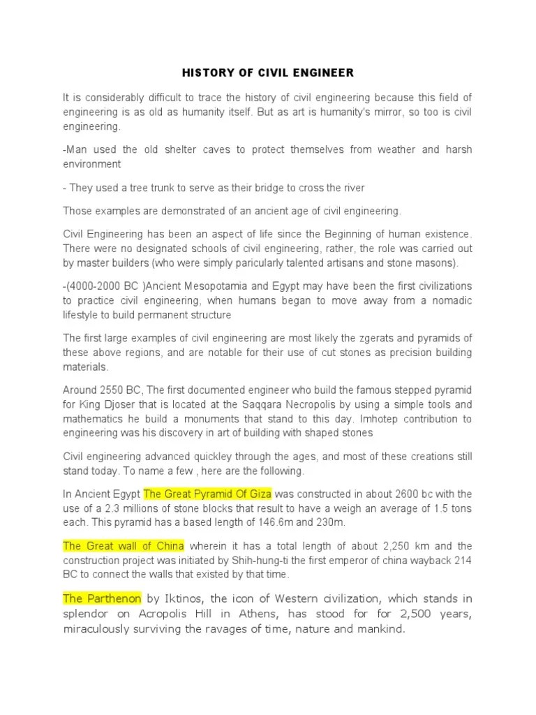 History Of Civil Engineer | PDF | Egyptian Pyramids | Engineering