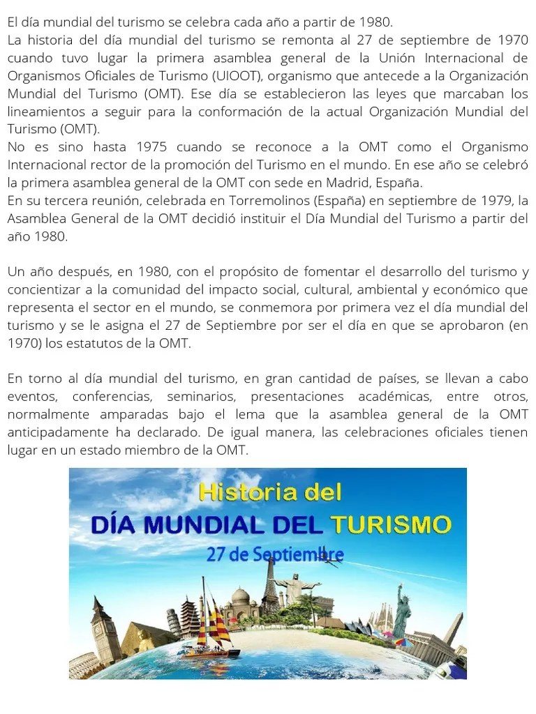 El Día Mundial Del Turismo Se Celebra Cada Año A Partir De 1980. La Historia Del Día Mundial Del ...