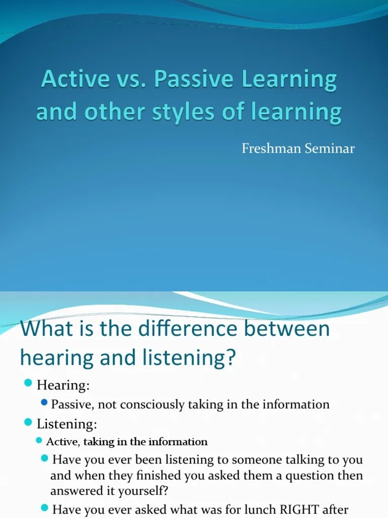 Active And Passive Learning | PDF | Learning | Cognition
