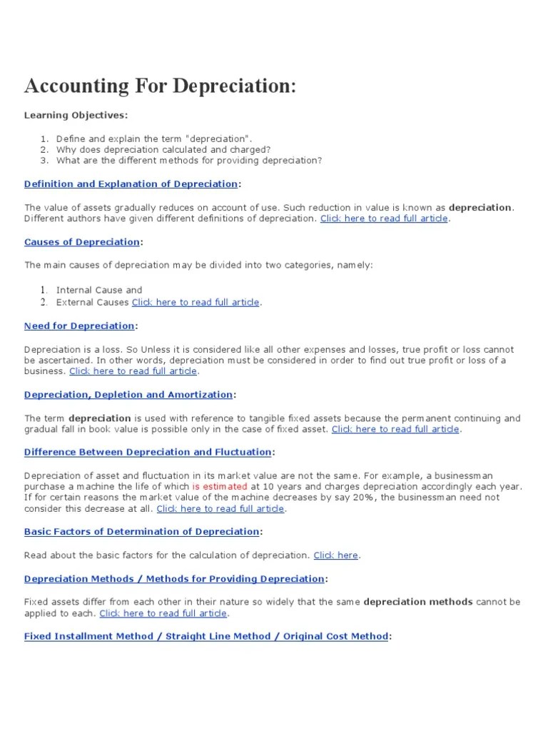 Accounting For Depreciation | PDF | Depreciation | Debits And Credits