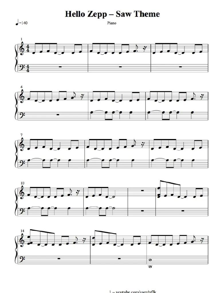 Hello Zepp Theme From Saw Piano Solo Be welcome dear visitor.