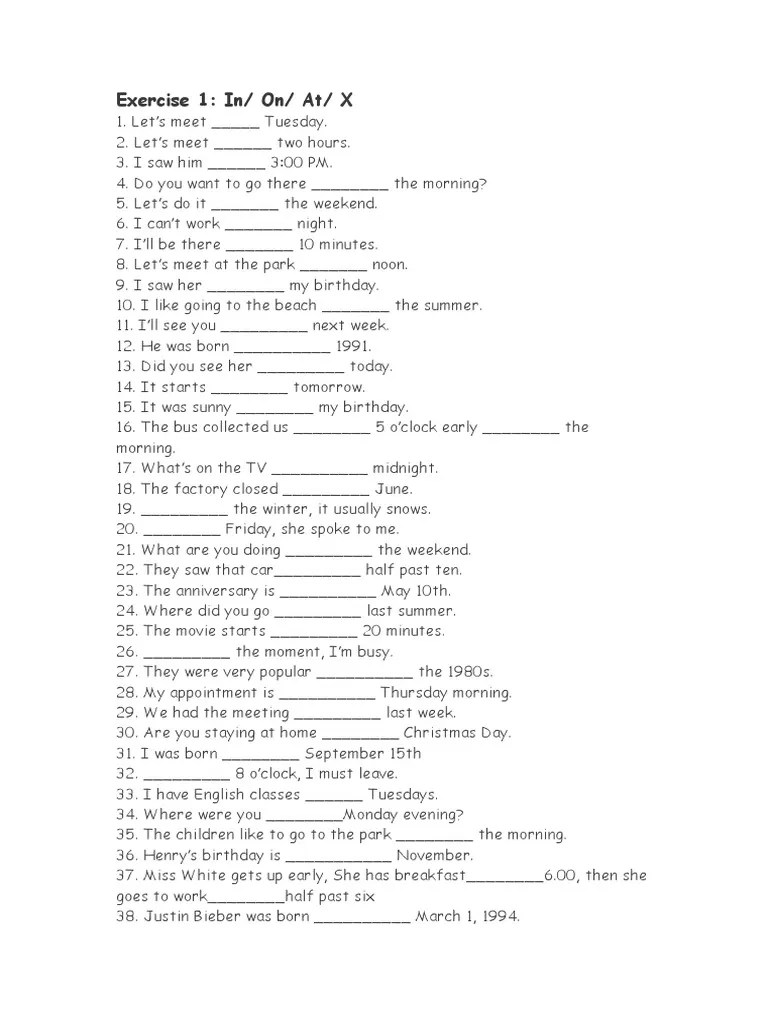 Prepositions Exercise | PDF | Art