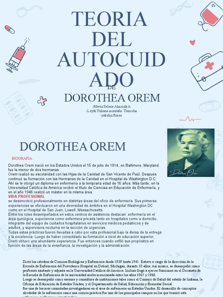 Teoria De Autocuidado Dorothea Orem | PDF | Enfermería