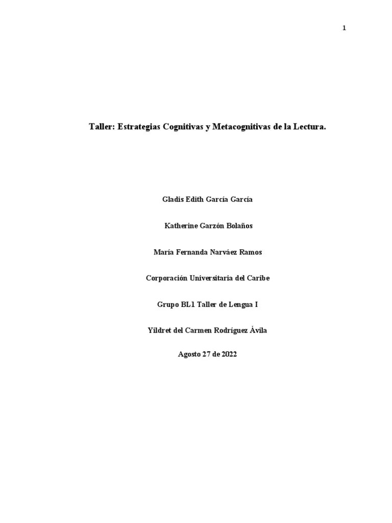 Taller. Estrategias Cognitivas Y Metacognitivas | PDF | Comprensión Lectora | El Principito