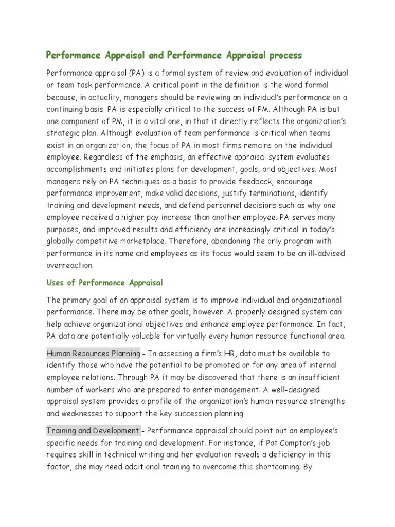 Performance Appraisal And Performance Appraisal Process (Human Resource ...