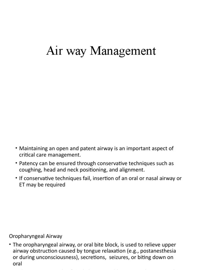 Airway Management | Download Free PDF | Hypoxia (Medical) | Breathing