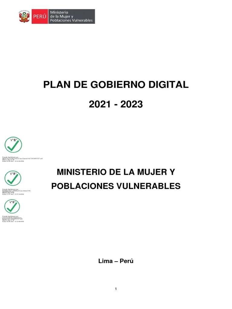Anexo Plan De Gobierno Digital 2021 2023 Mimp | Descargar Gratis PDF | Gobierno E | Seguridad De ...