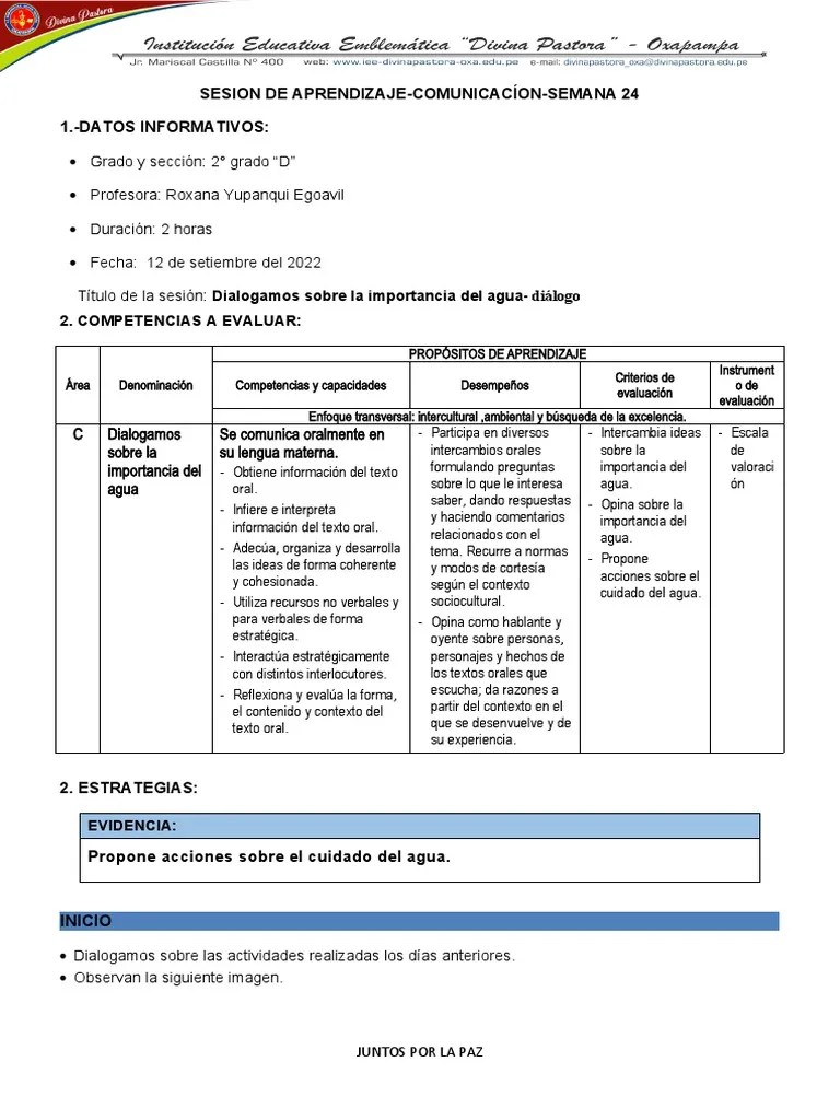 Sesión De Comunicación 12 De Setiembre Del 2022 | PDF | Agua | Evaluación