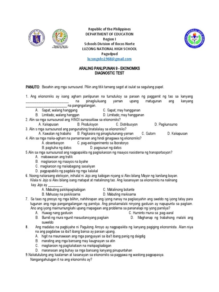 Daignostic Test Ap 9 | PDF