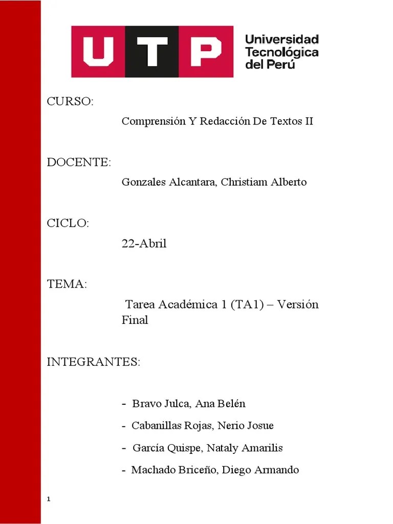 S03 - S04 - Tarea Académica (TA1)-Version Final | PDF | Perú | Violencia Doméstica