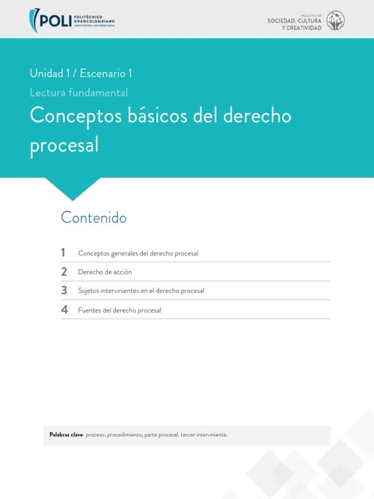 Unidad 1 Escenario 1 Conceptos Basicos Del Derecho Procesal | PDF | Ley ...