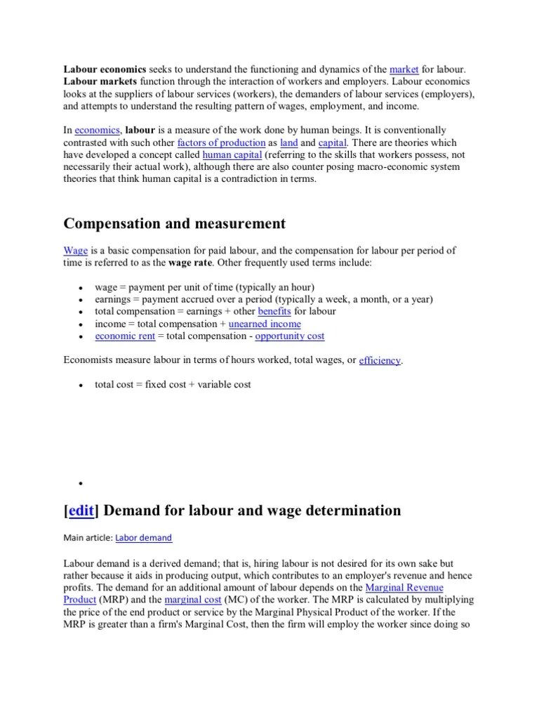 Labour Economics | PDF | Labour Economics | Keynesian Economics