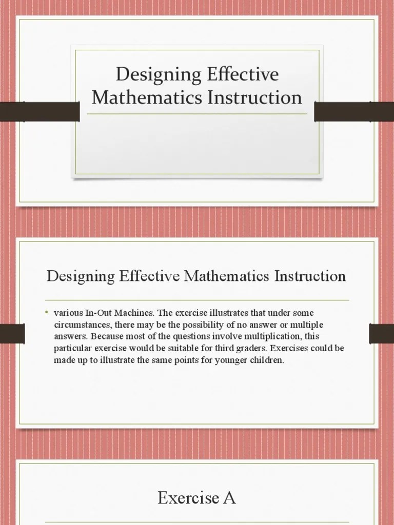 Designing Effective Mathematics Instruction: Strategies For Engaging ...