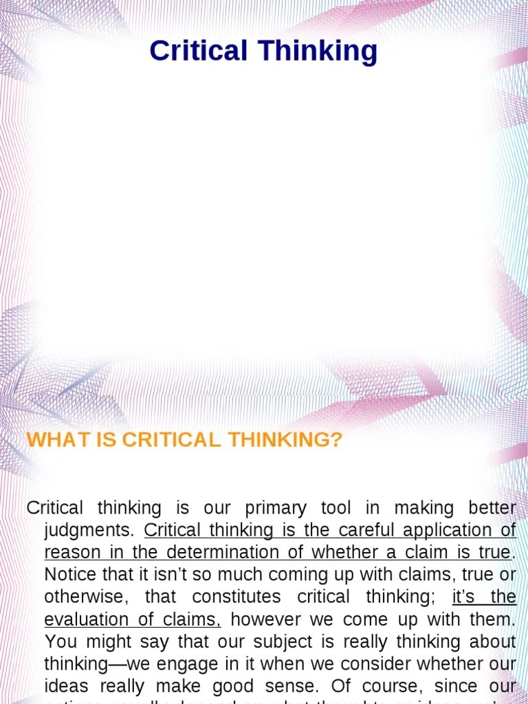 Critical Thinking 1. Introduction | PDF | Argument | Deductive Reasoning
