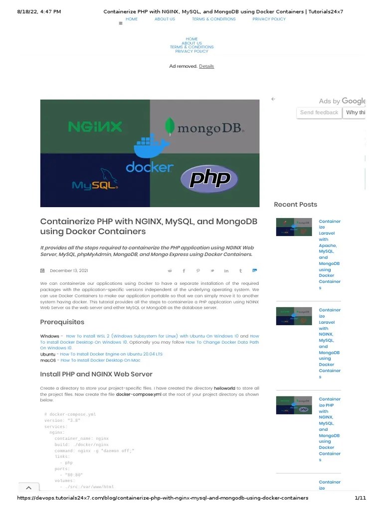 Containerize PHP With NGINX, MySQL, And MongoDB Using Docker Containers ...