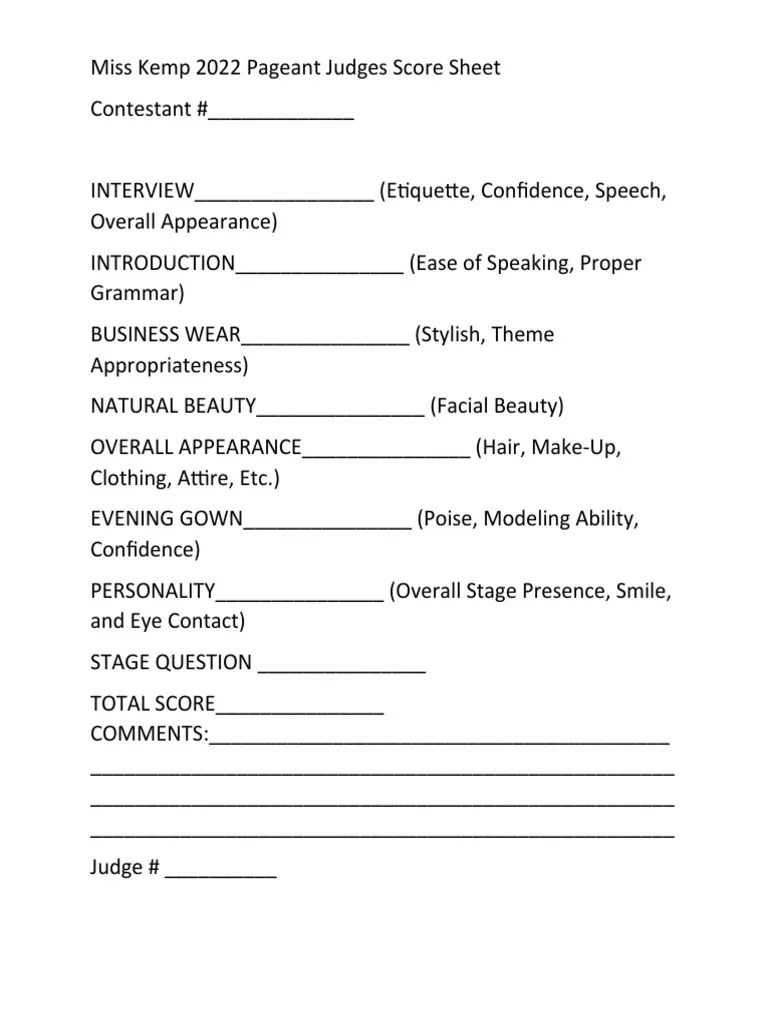Judges Summary Sheet | PDF