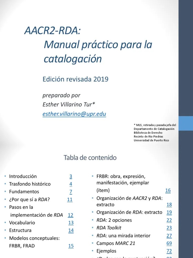 Aacr2 Rda | PDF | La Ciencia De La Biblioteca | Ciencias De La Información