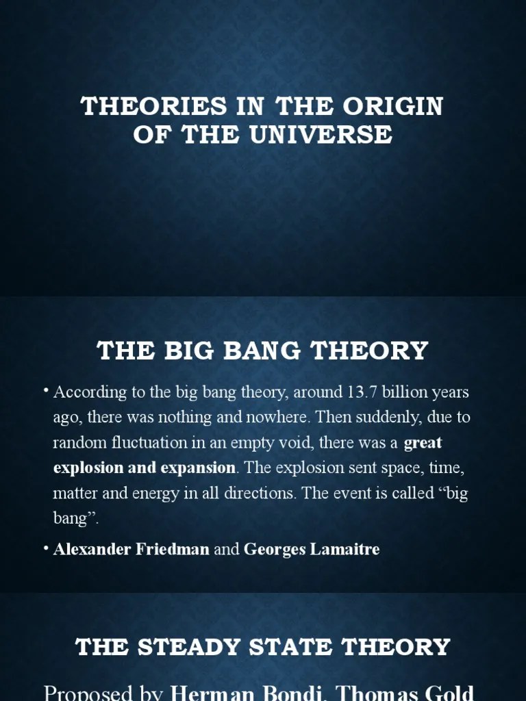 Theories In The Origin Of The Universe | PDF