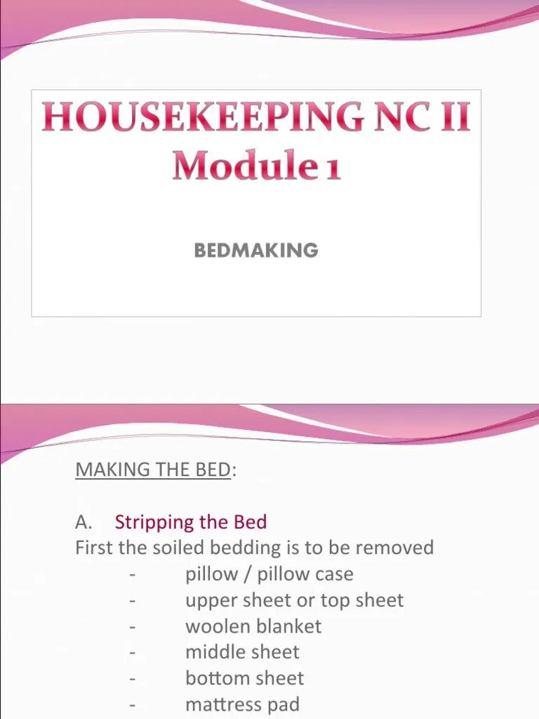 Housekeeping-Mod 1 (BedMaking) | PDF | Bed | Pillow