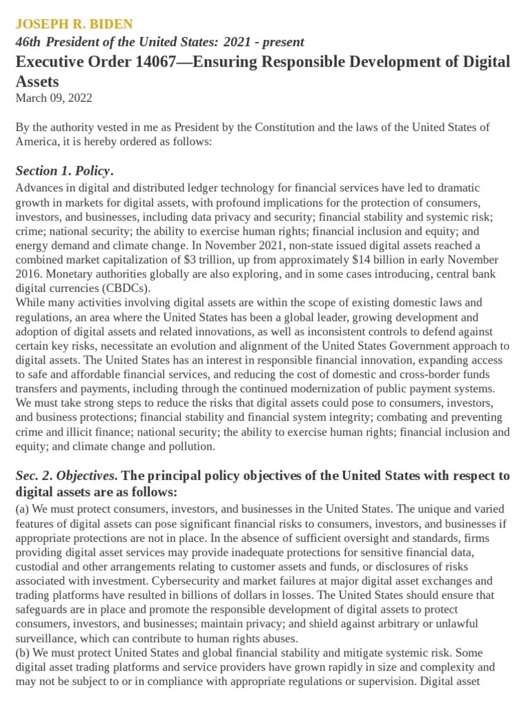 Executive order 14067-joe biden