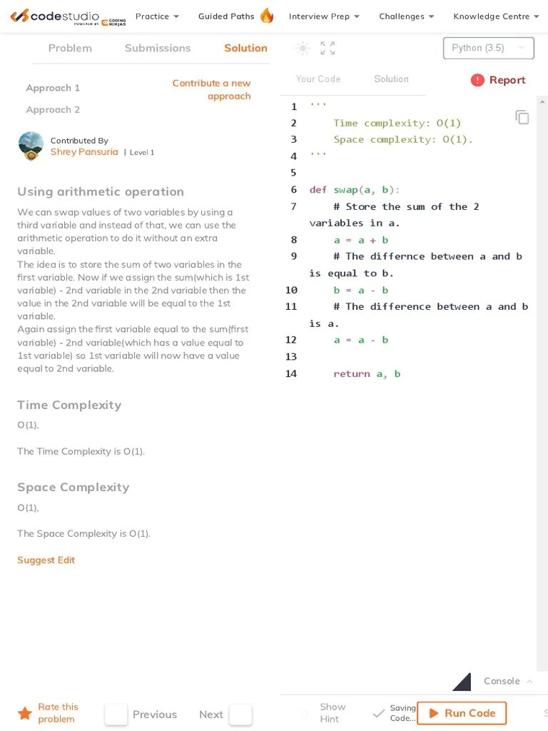 Swap Two Numbers | PDF | Computer Programming | Theoretical Computer ...