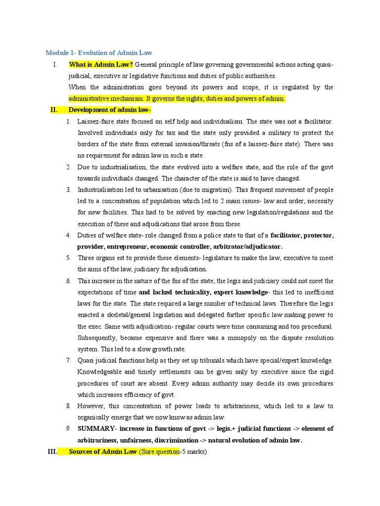 Module 1 - Evolution Of Administrative Law-1 | PDF | Administrative Law | Supreme Courts