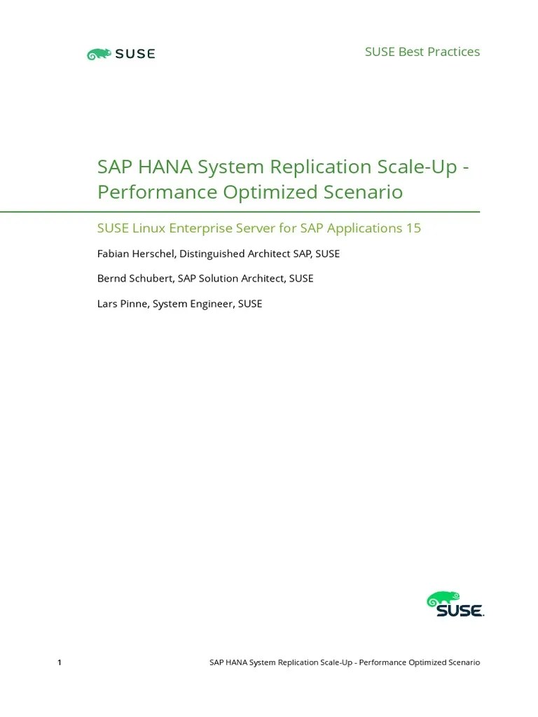 SLES4SAP Hana SR Guide PerfOpt 15 - Color - En | PDF | Replication ...