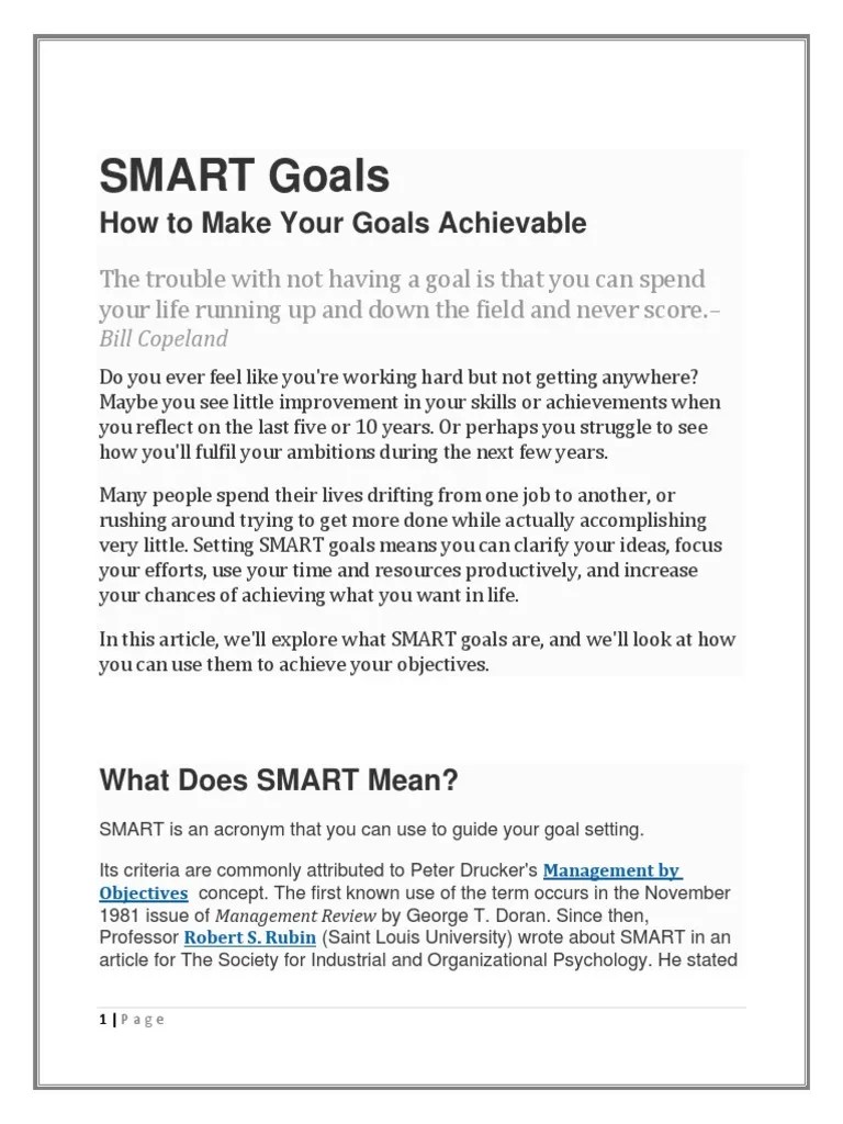 Smart Goals | PDF | Goal | Goal Setting