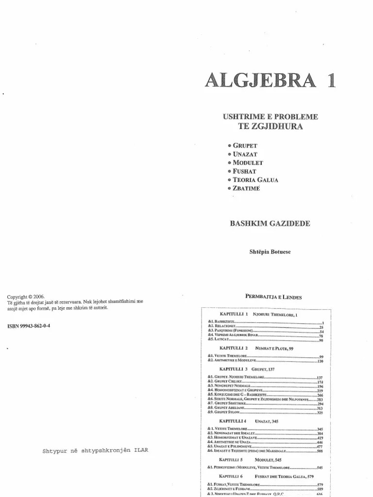 Algjebra 1 Ushtrime E Problema Te Zgjidhura (Bashkim Gazidede) | PDF