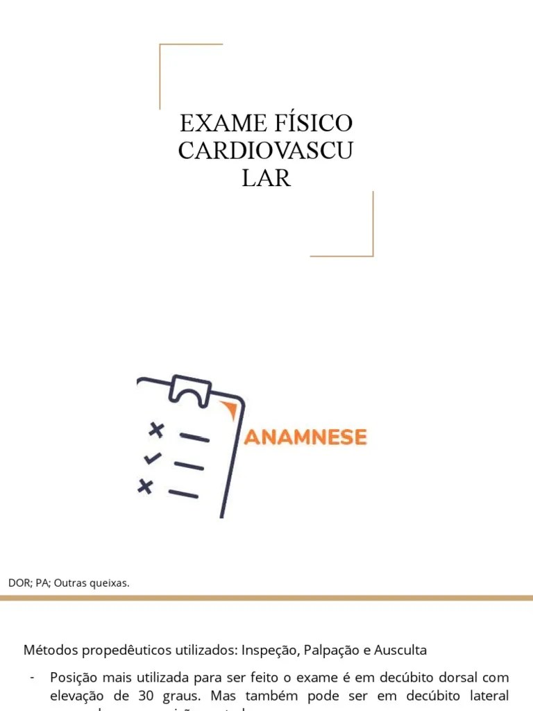 Exame Físico Cardiovascular | PDF | Coração | Sistema Cardiovascular