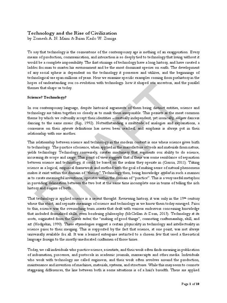 Module 1 - Technology And The Rise Of Civilizations | PDF | Science ...