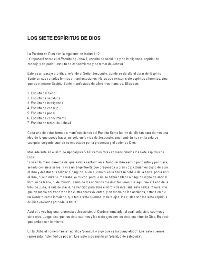 Los Siete Espíritus De Dios | PDF | Espíritu Santo | Dios