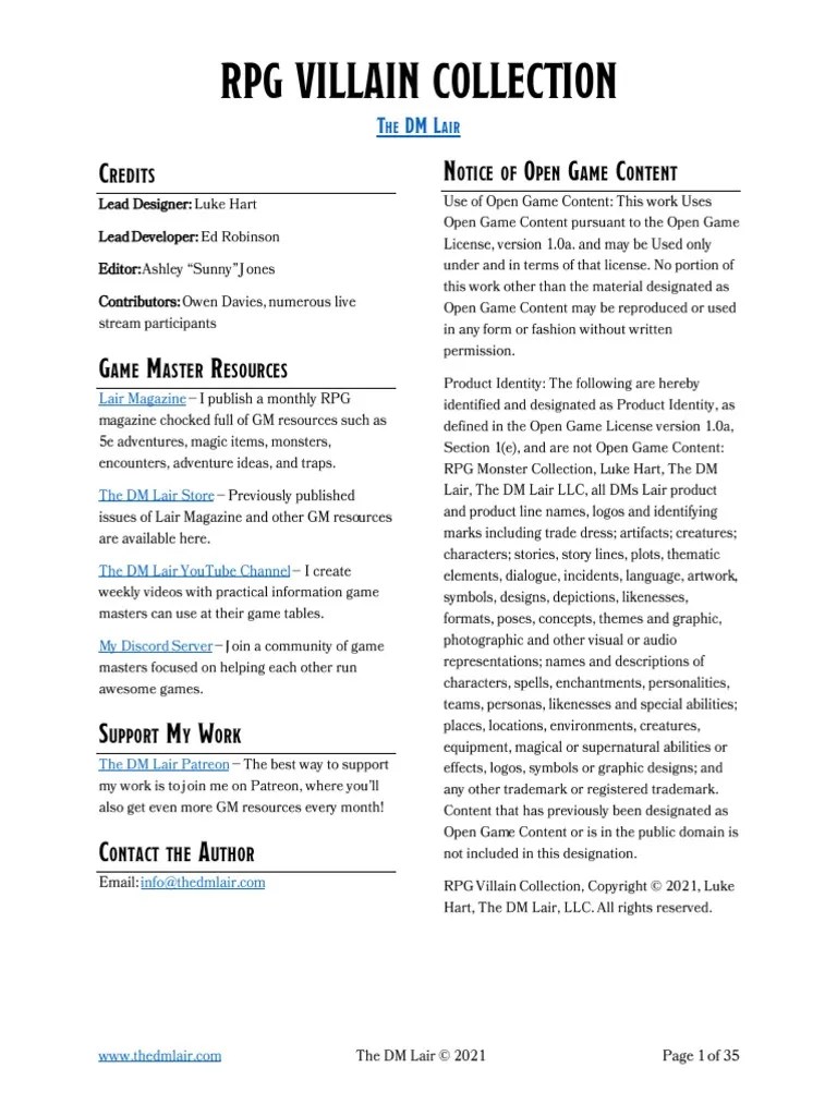 Free DD Villain Collection | PDF | Role Playing Games