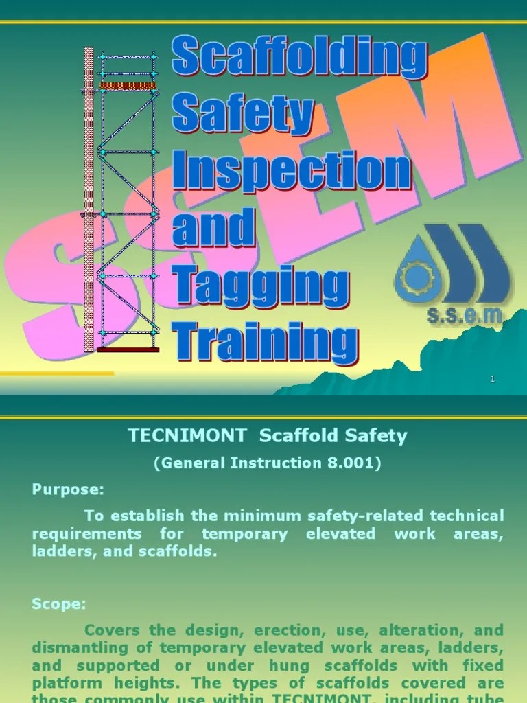 Scaffolding Safety Training | PDF | Scaffolding | Stairs
