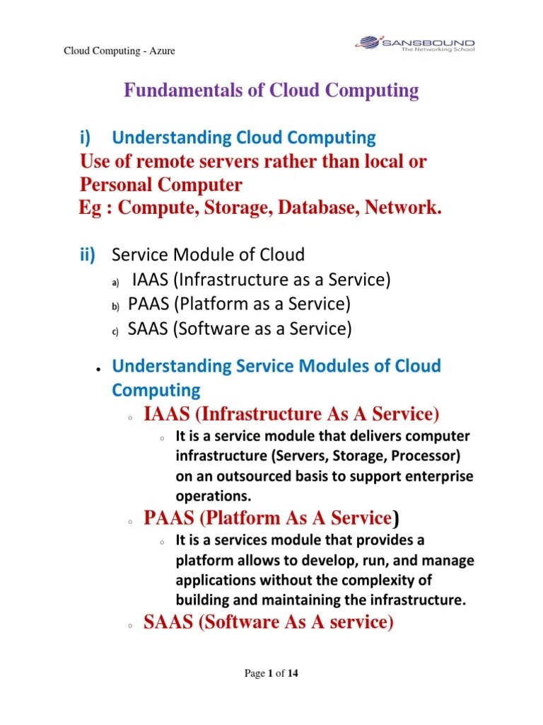 Fundamentals Of Cloud Computing | PDF