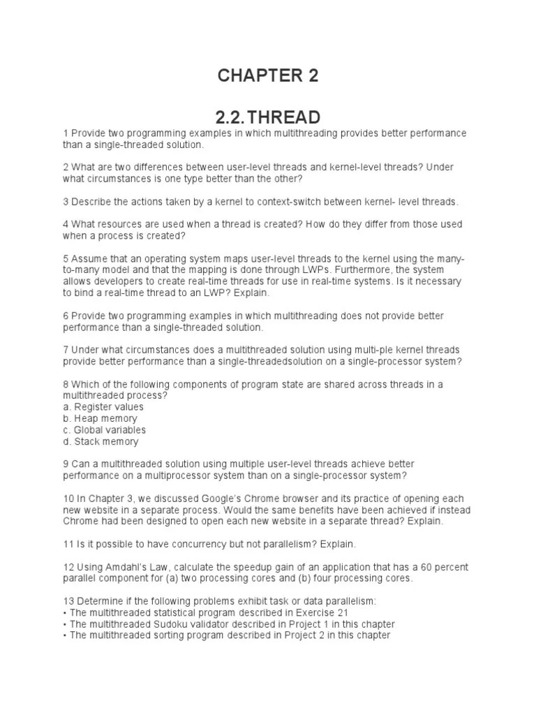 Chapter2.2-Thread Question | PDF | Thread (Computing) | Process (Computing)