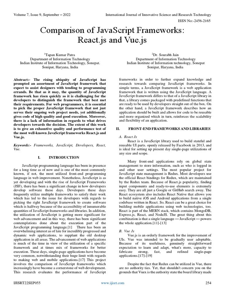 Comparison Of JavaScript Frameworks React - Js And Vue - Js | PDF ...