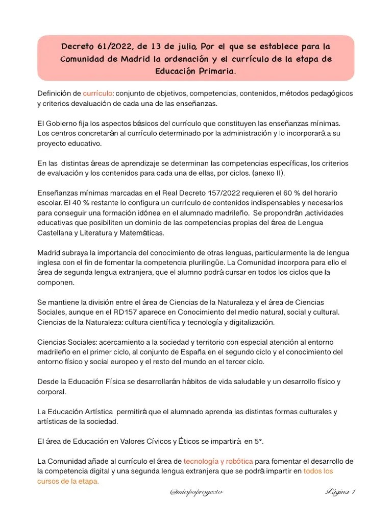 Esquema Decreto 61 - 2022 Para IG | PDF | Evaluación | Plan De Estudios