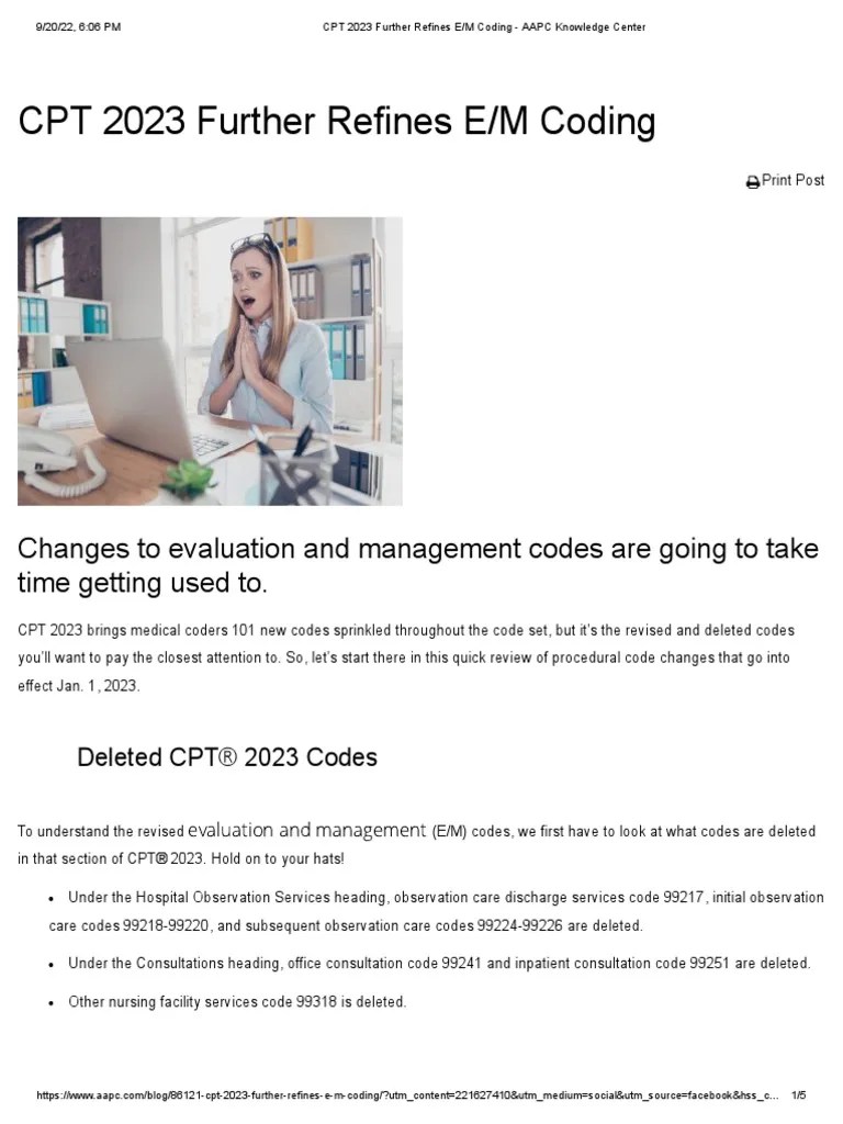CPT 2023 Further Refines E - M Coding - AAPC Knowledge Center | PDF | Patient | Hospital