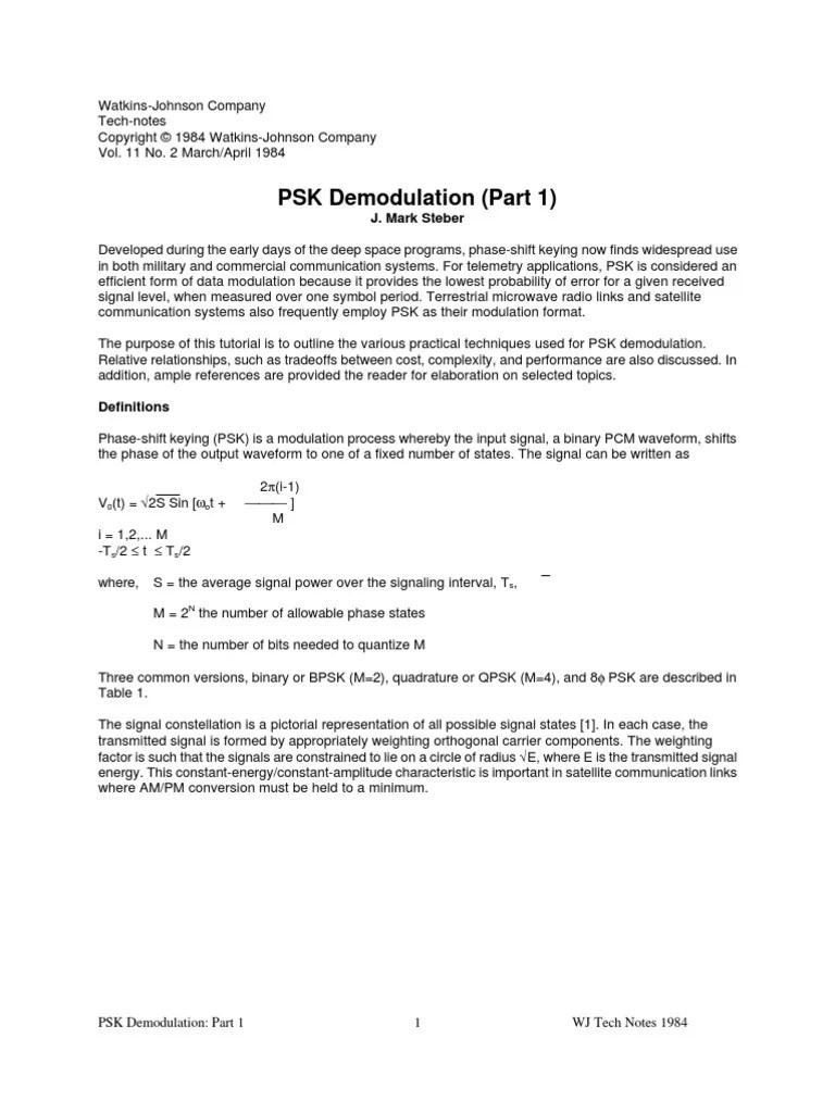PSK Demodulation (Part 1) | PDF | Modulation | Radio Technology