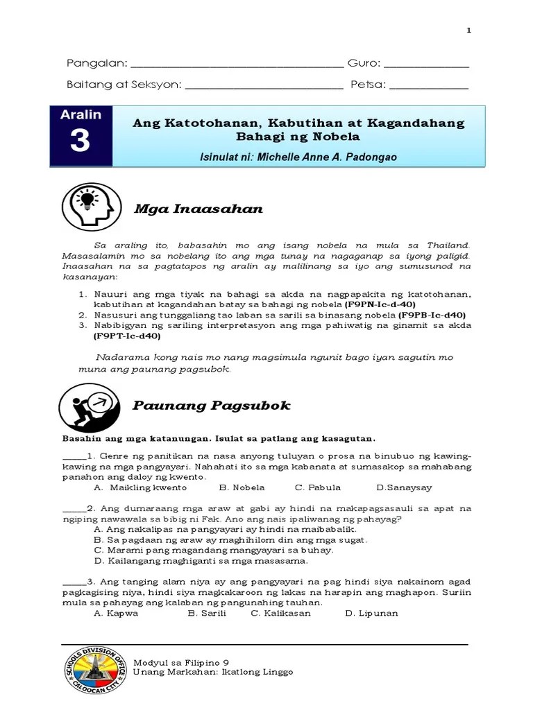 Filipino 9 Week 3 1 | PDF