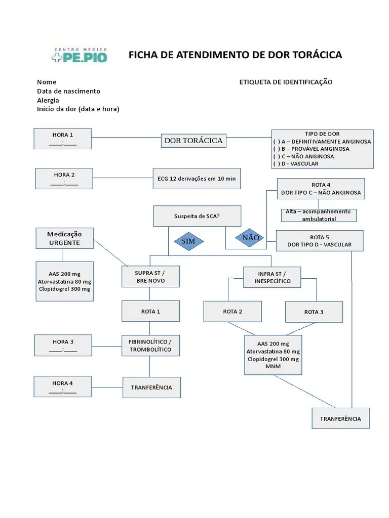 Ficha De Atendimento De Dor Torácica Centro Médico Pe Pio | PDF