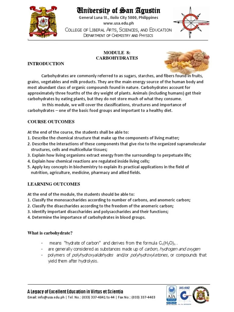 8 - Carbohydrates | PDF | Carbohydrates | Polysaccharide