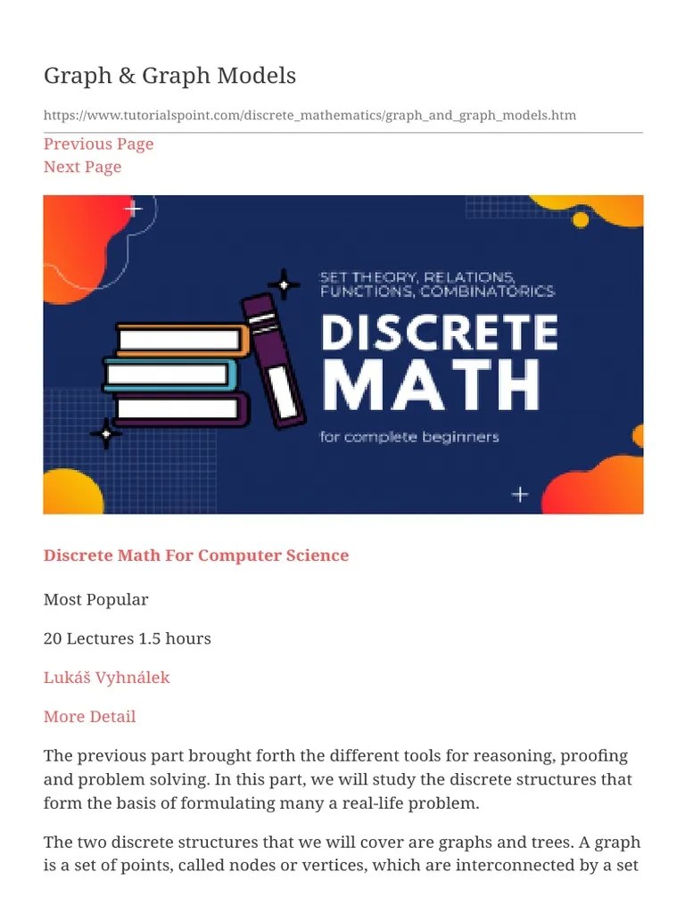 Graph & Graph Models+123 | PDF | Vertex (Graph Theory) | Theoretical ...
