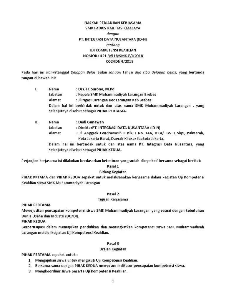 Naskah Perjanjian Kerjasama | PDF